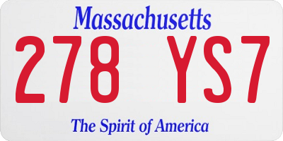 MA license plate 278YS7