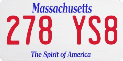 MA license plate 278YS8