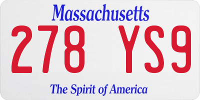MA license plate 278YS9