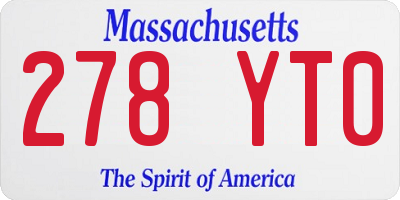 MA license plate 278YT0