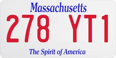 MA license plate 278YT1