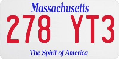 MA license plate 278YT3