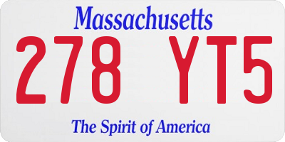 MA license plate 278YT5