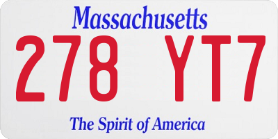MA license plate 278YT7