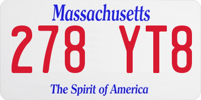 MA license plate 278YT8