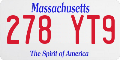 MA license plate 278YT9