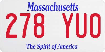 MA license plate 278YU0