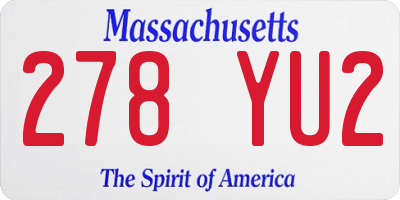 MA license plate 278YU2