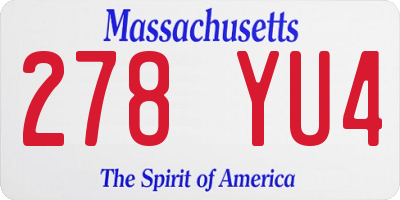 MA license plate 278YU4
