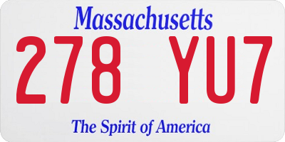 MA license plate 278YU7