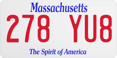 MA license plate 278YU8
