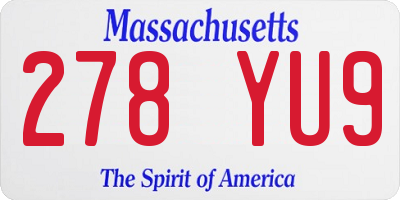 MA license plate 278YU9