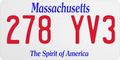 MA license plate 278YV3