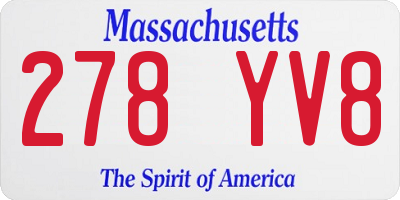 MA license plate 278YV8