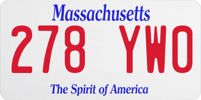 MA license plate 278YW0