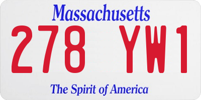 MA license plate 278YW1