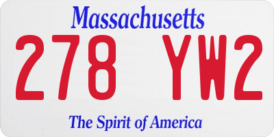 MA license plate 278YW2