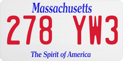MA license plate 278YW3