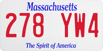 MA license plate 278YW4