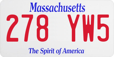 MA license plate 278YW5