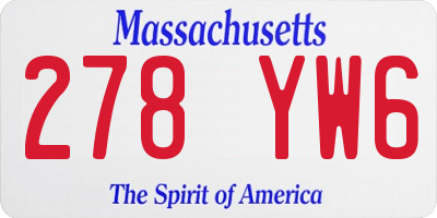 MA license plate 278YW6