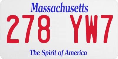 MA license plate 278YW7