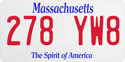 MA license plate 278YW8