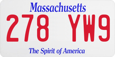 MA license plate 278YW9