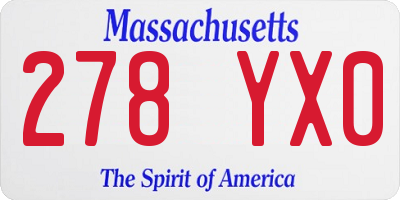 MA license plate 278YX0