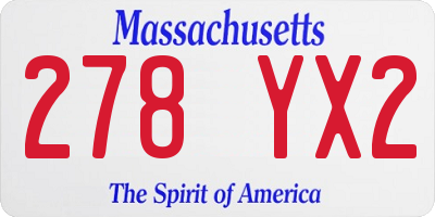 MA license plate 278YX2