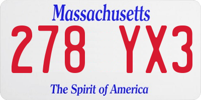 MA license plate 278YX3
