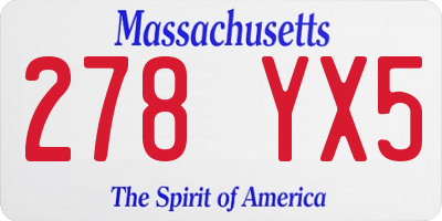 MA license plate 278YX5