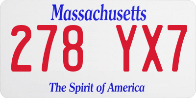 MA license plate 278YX7