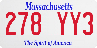 MA license plate 278YY3