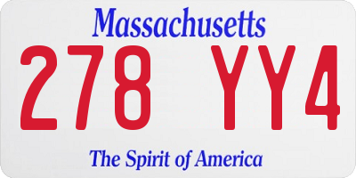 MA license plate 278YY4