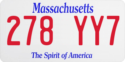 MA license plate 278YY7