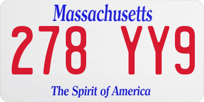MA license plate 278YY9