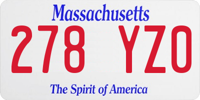 MA license plate 278YZ0