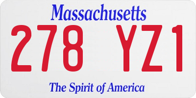 MA license plate 278YZ1