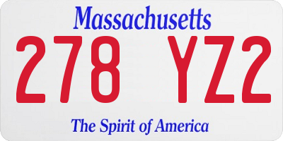 MA license plate 278YZ2
