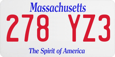 MA license plate 278YZ3