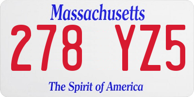 MA license plate 278YZ5