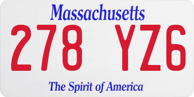 MA license plate 278YZ6