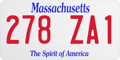 MA license plate 278ZA1