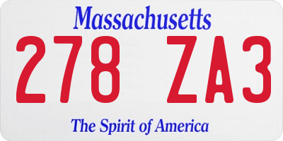 MA license plate 278ZA3
