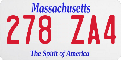 MA license plate 278ZA4