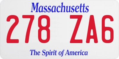 MA license plate 278ZA6