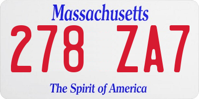 MA license plate 278ZA7