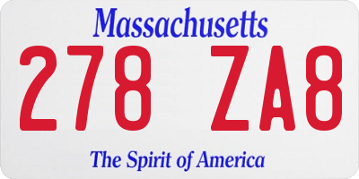 MA license plate 278ZA8