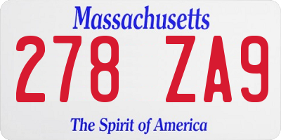 MA license plate 278ZA9